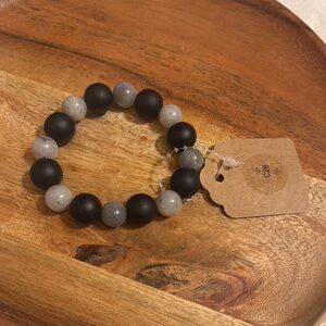 Elegant Black and Gray Beaded Bracelet